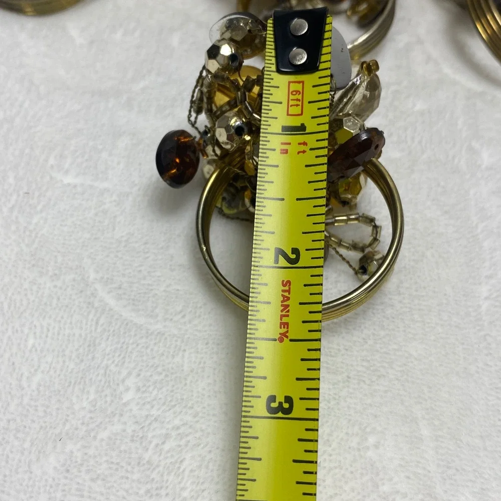 Vintage Goldtone Cluster‎ Beaded Napkin Rings Holiday Christmas Thanksgiving